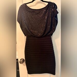 Elegant Black Sequin Long Sleeve Dress
